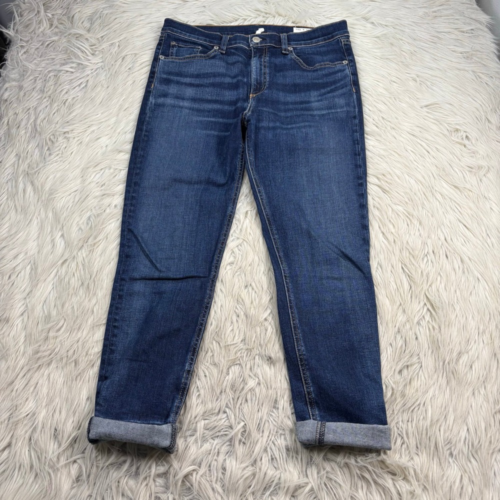 Rag & Bone Women's 31 Dark Wash 10 Inch Capri Jeans Cuffed Hems Preppy Y2K